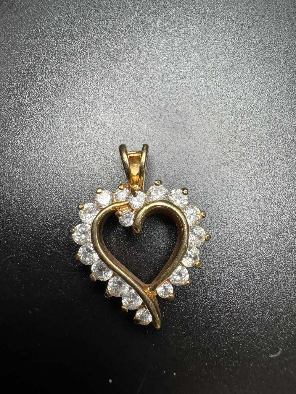 Heart Pendant 925 Sterling Silver Gold Tone Cubic Zirconia CZ Jewelry Charm